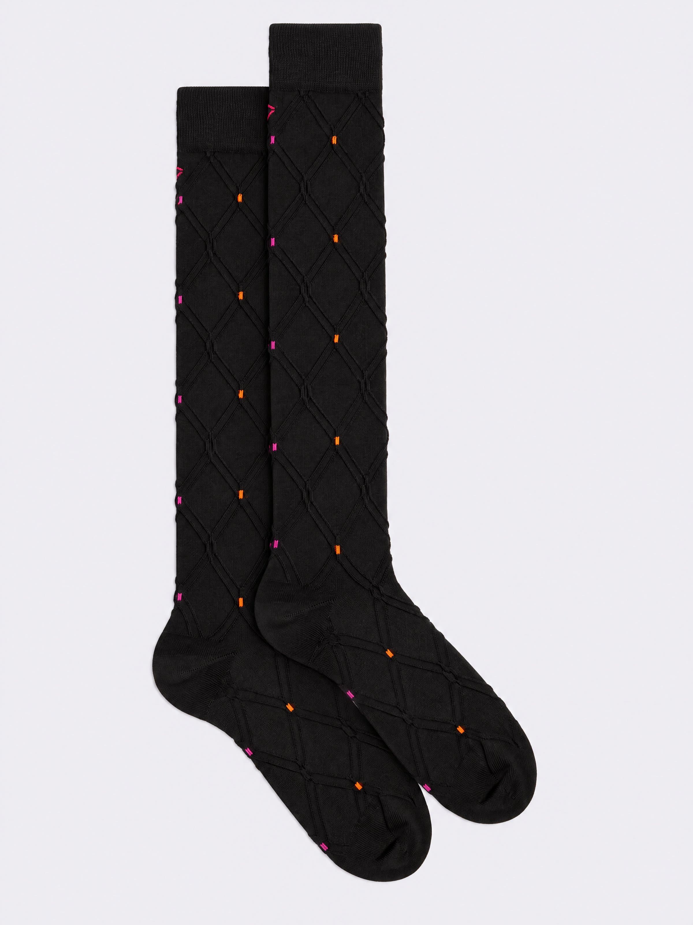 Men's Long Socks with Geometric Pattern in Warm Cotton - Image 1