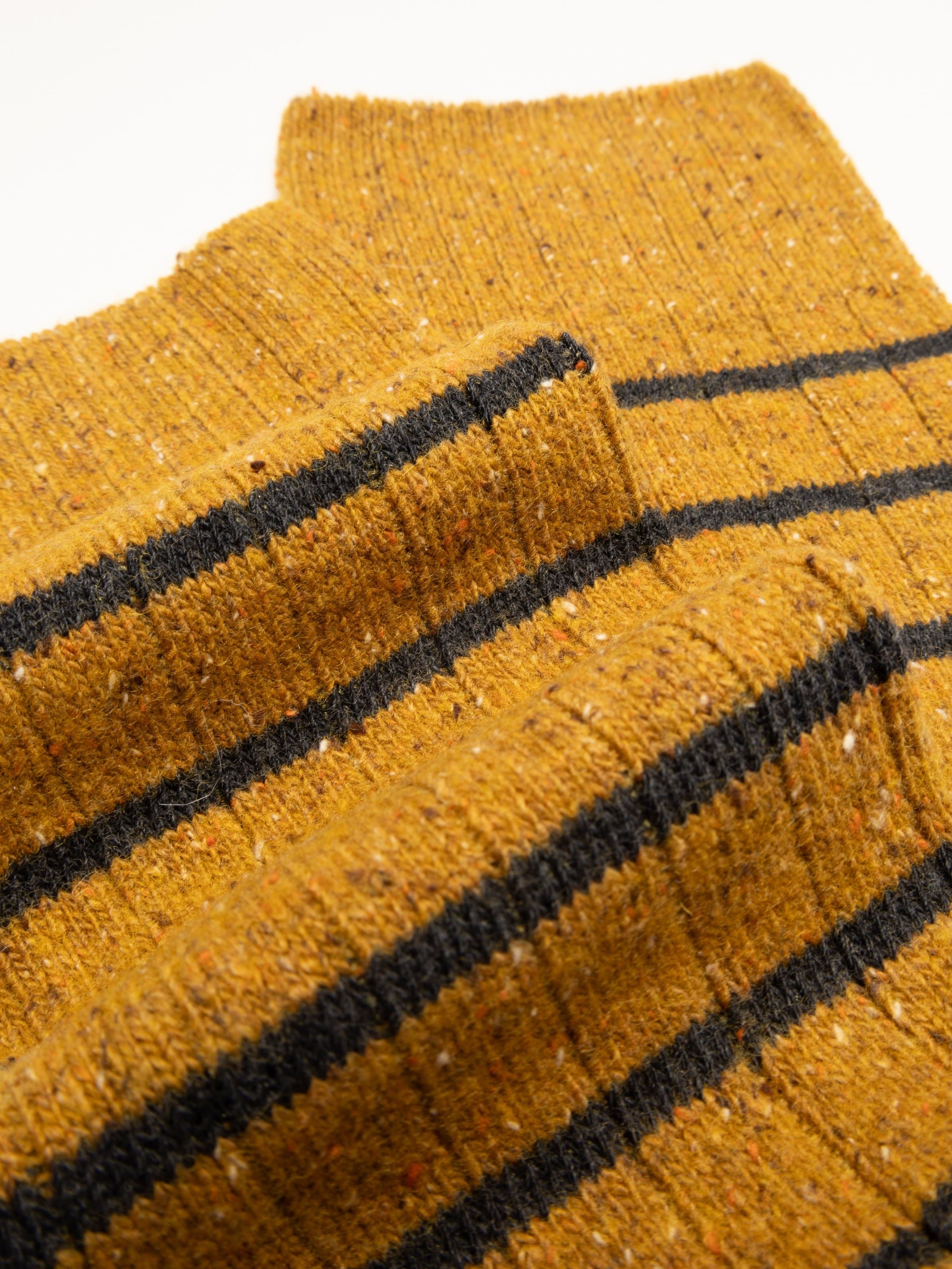 Wool Ribbed Knee-High Socks with Striped Pattern - Image 2