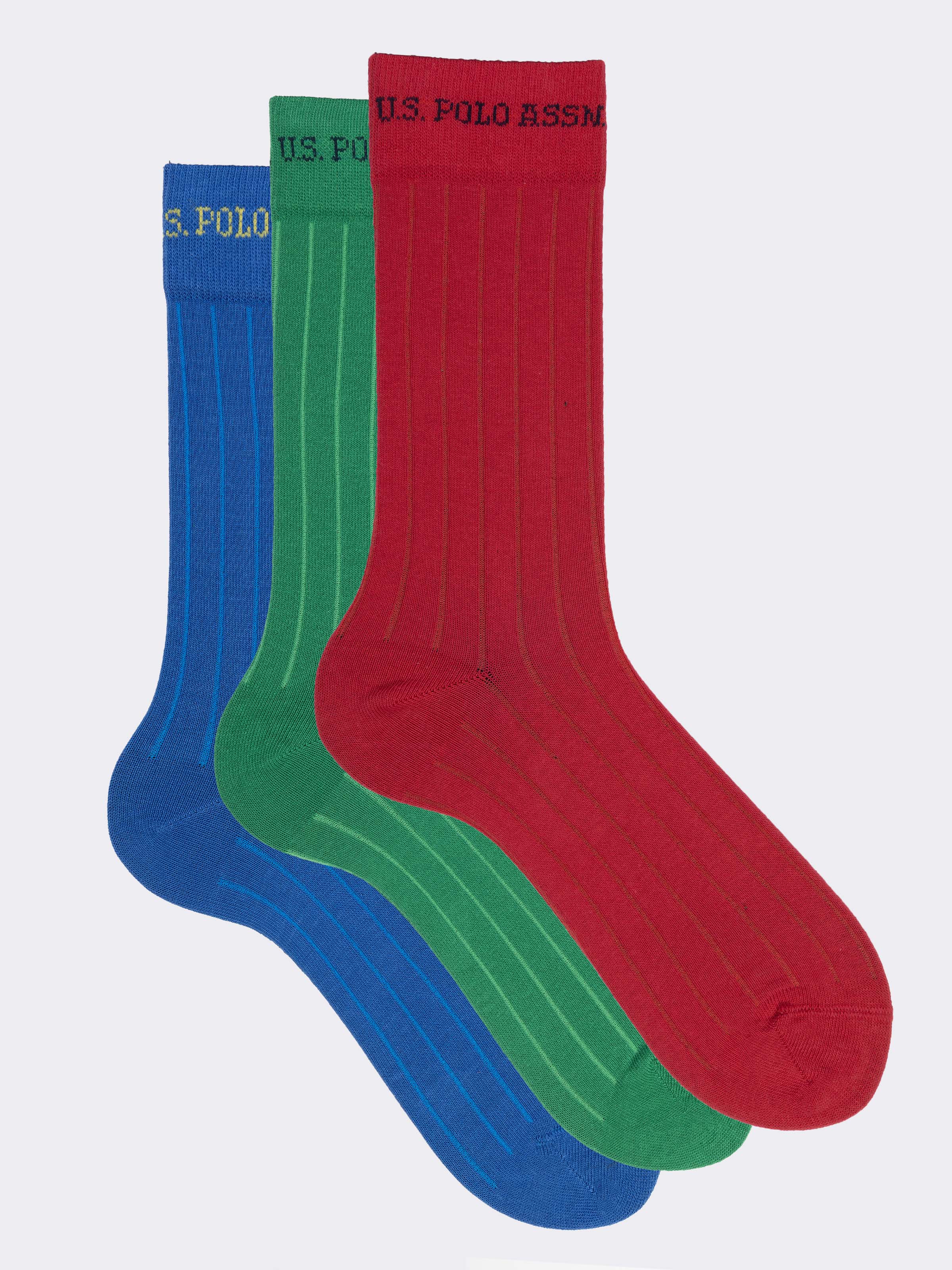 3 Paar Kurze Herrensocken U.S. POLO ASSN. aus Warmer Baumwolle - Geripptes Design - Image 1