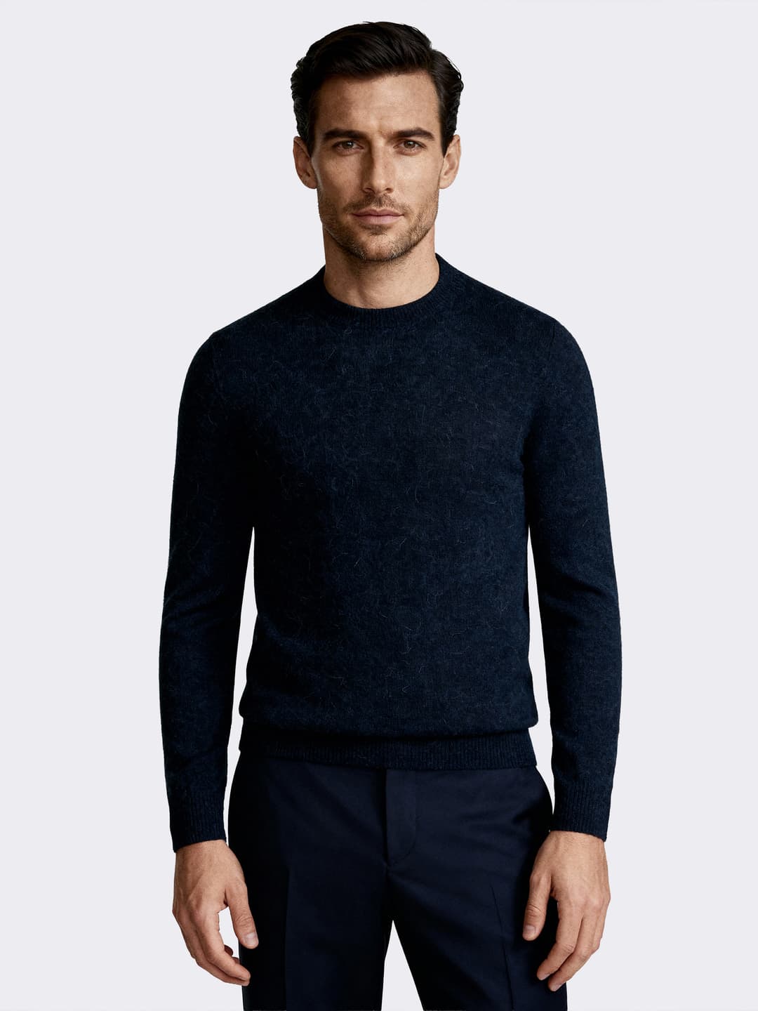 Pull col rond homme manches longues en Alpaga et Laine