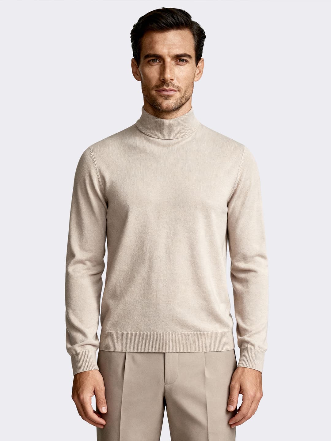 col roulé homme manches longues en 100% Laine Mérinos